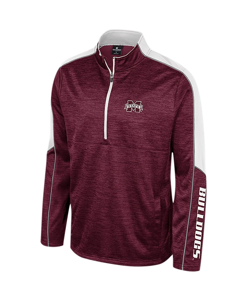 Colosseum Men's Maroon Mississippi State Bulldogs Marled Half-Zip Jacket