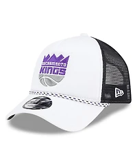 New Era Men's White/Black Sacramento Kings Court Sport Foam A-Frame 9FORTY Adjustable Trucker Hat