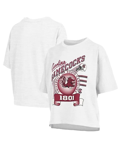 Pressbox Women's White South Carolina Gamecocks Rock Roll Slub T-Shirt
