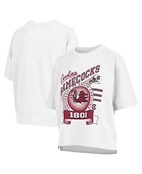 Pressbox Women's White South Carolina Gamecocks Rock Roll Slub T-Shirt