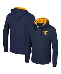 Colosseum Men's Navy West Virginia Mountaineers Affirmative Thermal Hoodie Long Sleeve T-Shirt