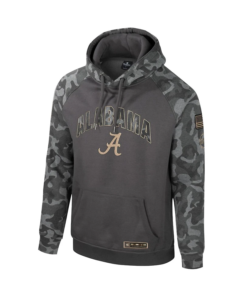 Colosseum Men's Charcoal Alabama Crimson Tide Oht Military Appreciation Camo Raglan Pullover Hoodie