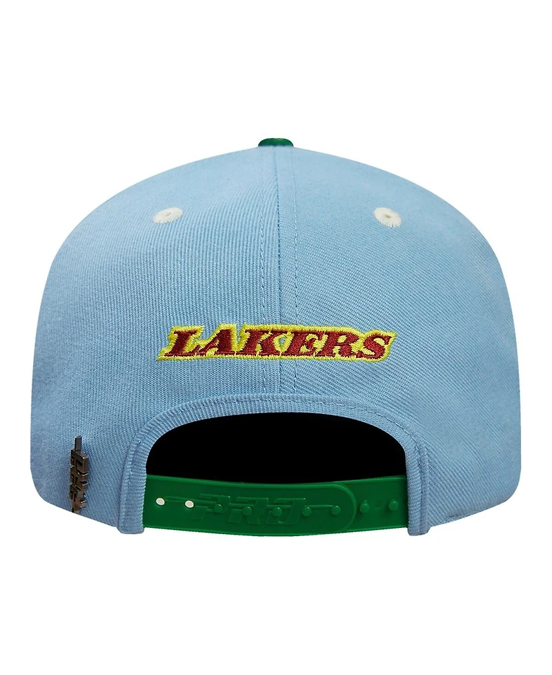 Pro Standard Men's Light Blue/Green Los Angeles Lakers Retro Program 2-Tone Snapback Hat