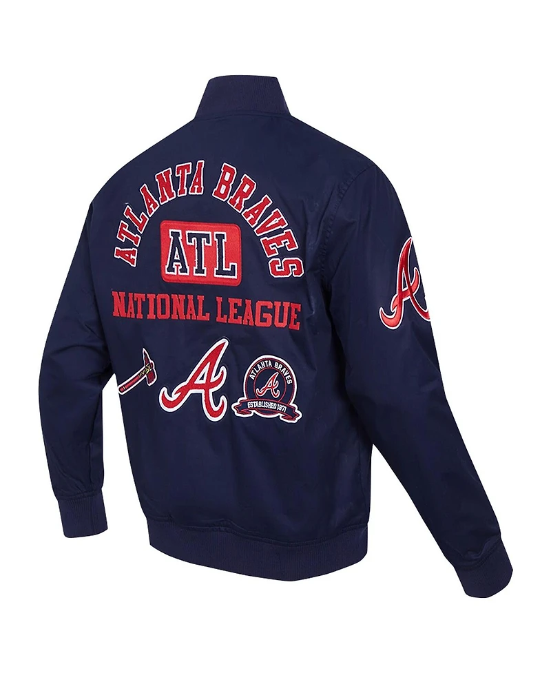 Pro Standard Men's Navy Atlanta Braves Twill Full-Zip Jacket