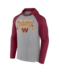 Fanatics Men's Gray/Burgundy Washington Commanders Under Center Long Sleeve Hoodie T-Shirt