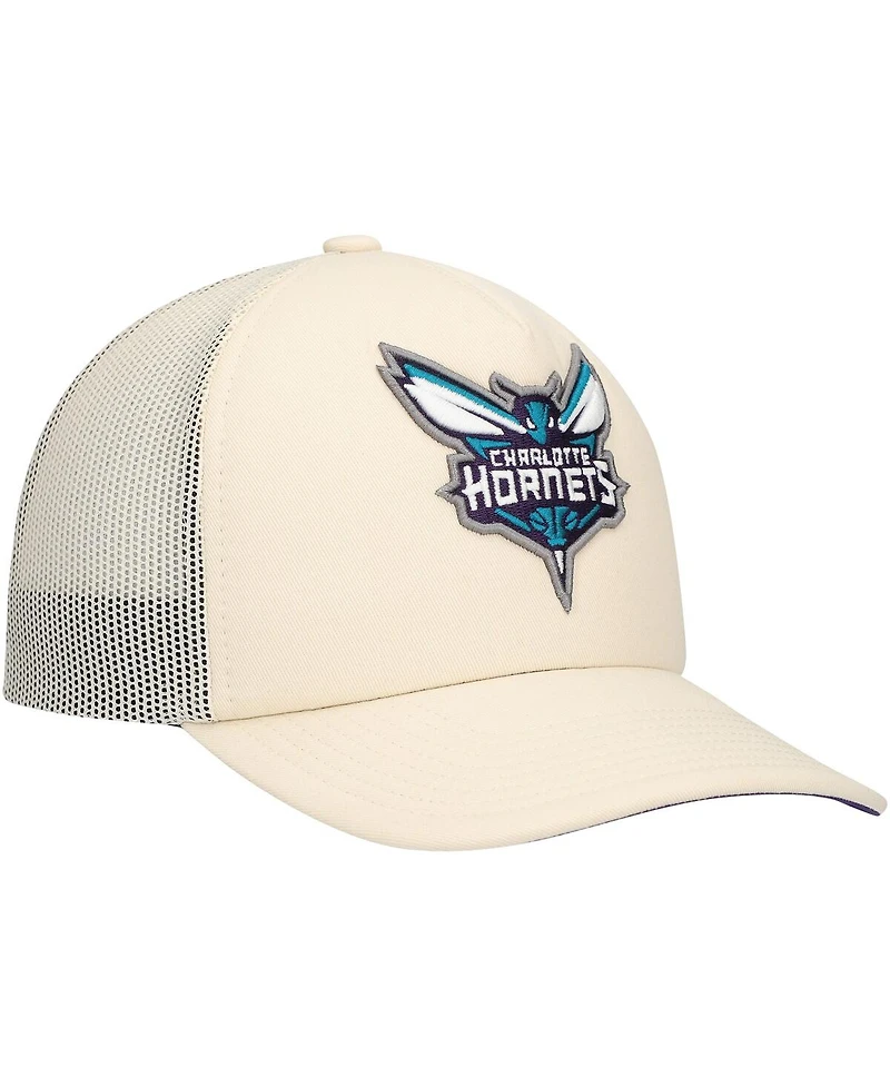 Mitchell & Ness Men's Cream Charlotte Hornets Trucker Adjustable Hat