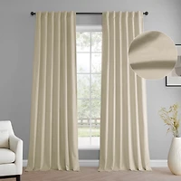 Half Price Drapes Light Ivory Simply Velvet Room Darkening Curtain Pair (2 Panels)