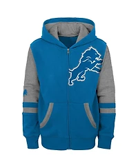 Outerstuff Little Boys and Girls Blue Detroit Lions Stadium Color Block Full-Zip Hoodie