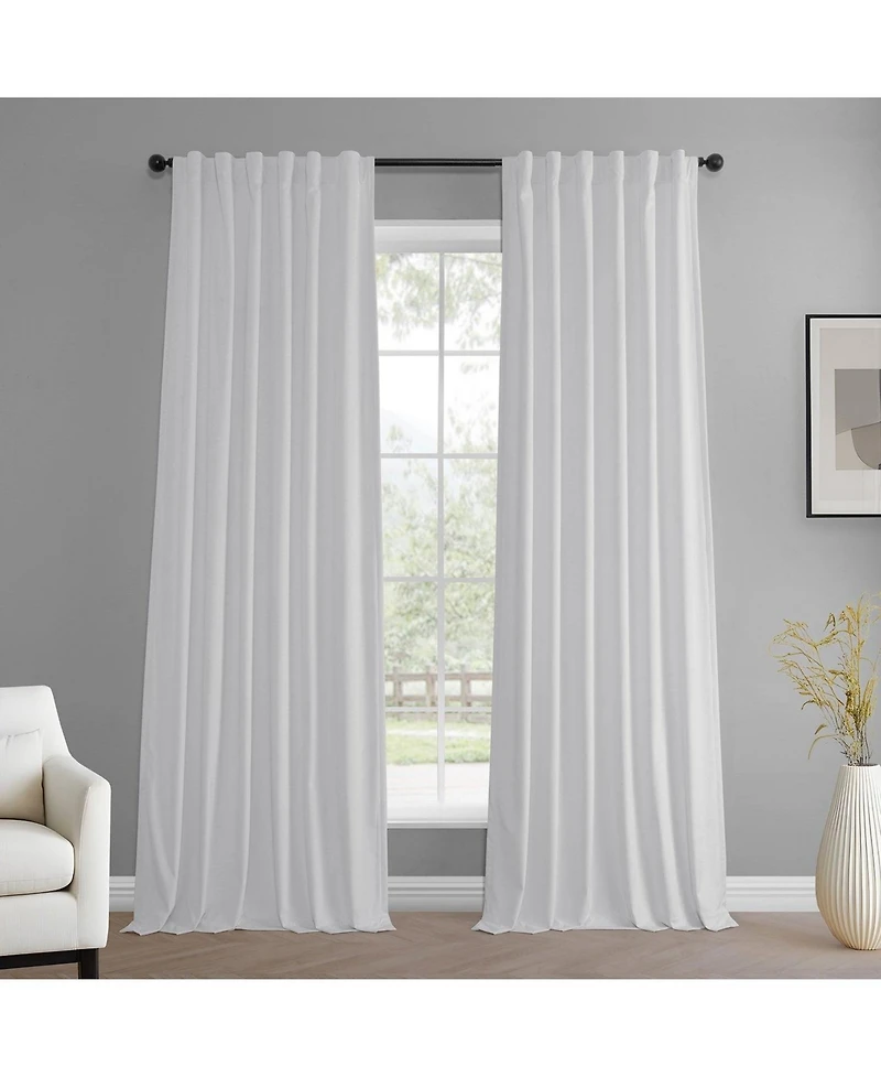 Half Price Drapes White Simply Velvet Room Darkening Curtain Pair (2 Panels
