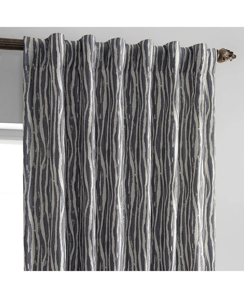 Half Price Drapes Tiger Striped Grey Faux Silk Jacquard Room Darkening Curtain