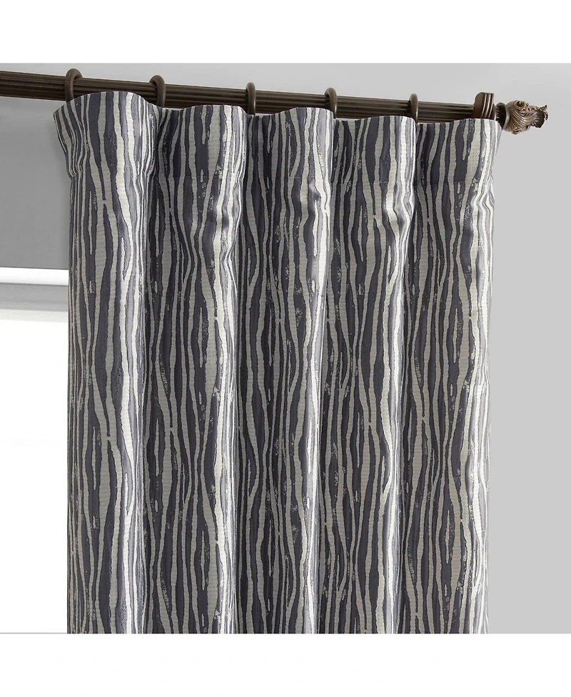 Half Price Drapes Tiger Striped Grey Faux Silk Jacquard Room Darkening Curtain