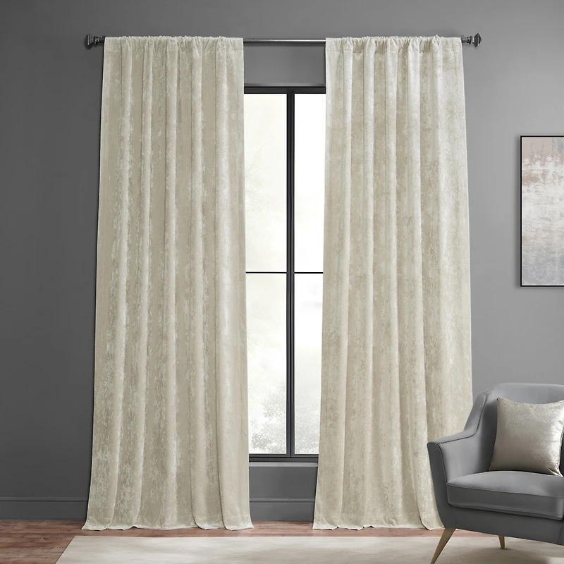 Half Price Drapes Champagne Lush Crush Velvet Room Darkening Curtain