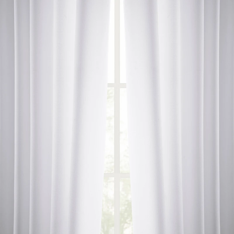 Half Price Drapes Dove White Italian Faux Linen Room Darkening Curtain