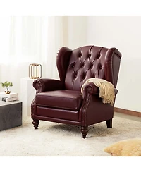 Hulala Home Alex 33" Wide Genuine Leather Arm Chair