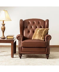 Hulala Home Alex 33" Wide Genuine Leather Arm Chair