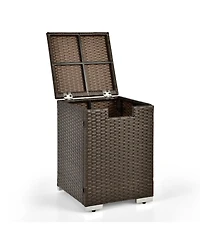 Skonyon 2-in-1 Patio Rattan Gas Propane Tank Cover for 20 lbs Propane Tanks-Brown