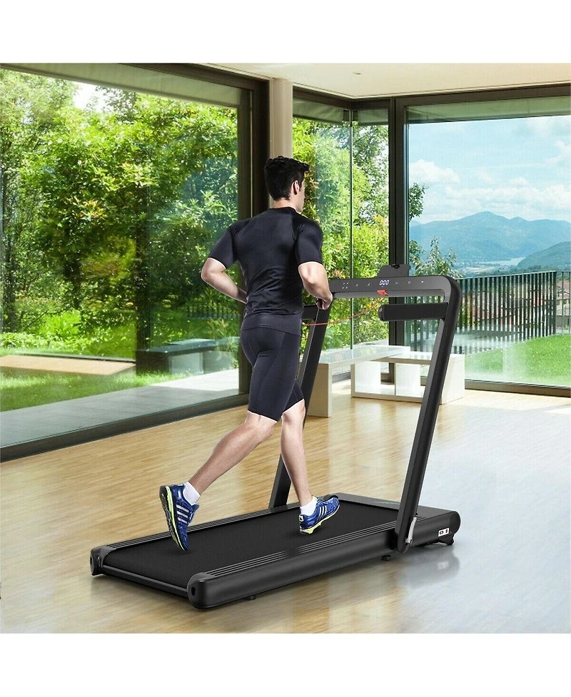 4.75HP 2 In 1 Folding Treadmill with Remote App Control-Black