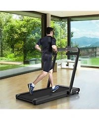 4.75HP 2 In 1 Folding Treadmill with Remote App Control-Black