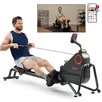 Sunny Health & Fitness Smart Silent Magnetic Rowing Machine with Dual Slide Rail