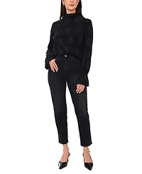 1.state Women's Beaded Draped Mock Neck Blouse