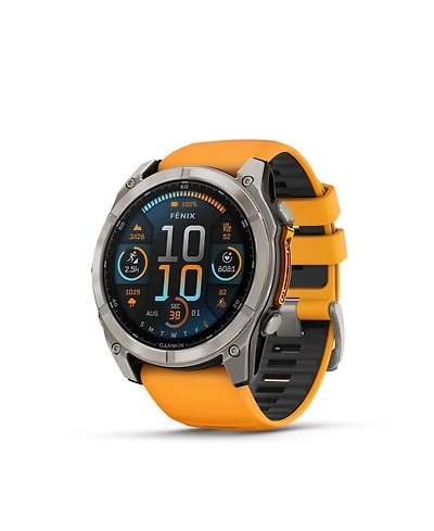 fenix 8 51mm, Amoled, Outdoor & Fitness Gps Smartwatch, Saphire, Bare Graphite Titanium, Spark Orange/Graphite Band, Na
