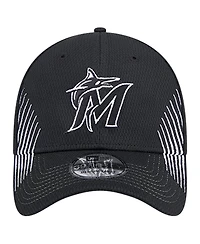 New Era Men's Black Miami Marlins Active Dash Mark 39THIRTY Flex Hat