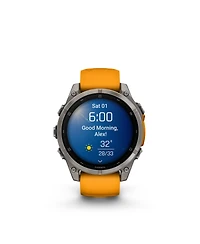 Garmin fenix 8 47mm, Amoled, Outdoor & Fitness Gps Smartwatch, Saphire, Bare Graphite Titanium, Spark Orange/Graphite Band, Na