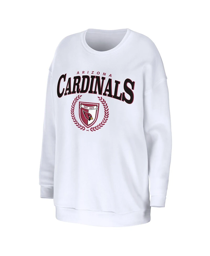 Wear by Erin Andrews Women's White Arizona Cardinals Oversized Pullover Sweatshirt