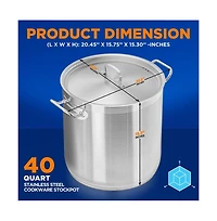 NutriChef Stainless Steel Cookware Stockpot - Quart, Heavy Duty Induction Pot