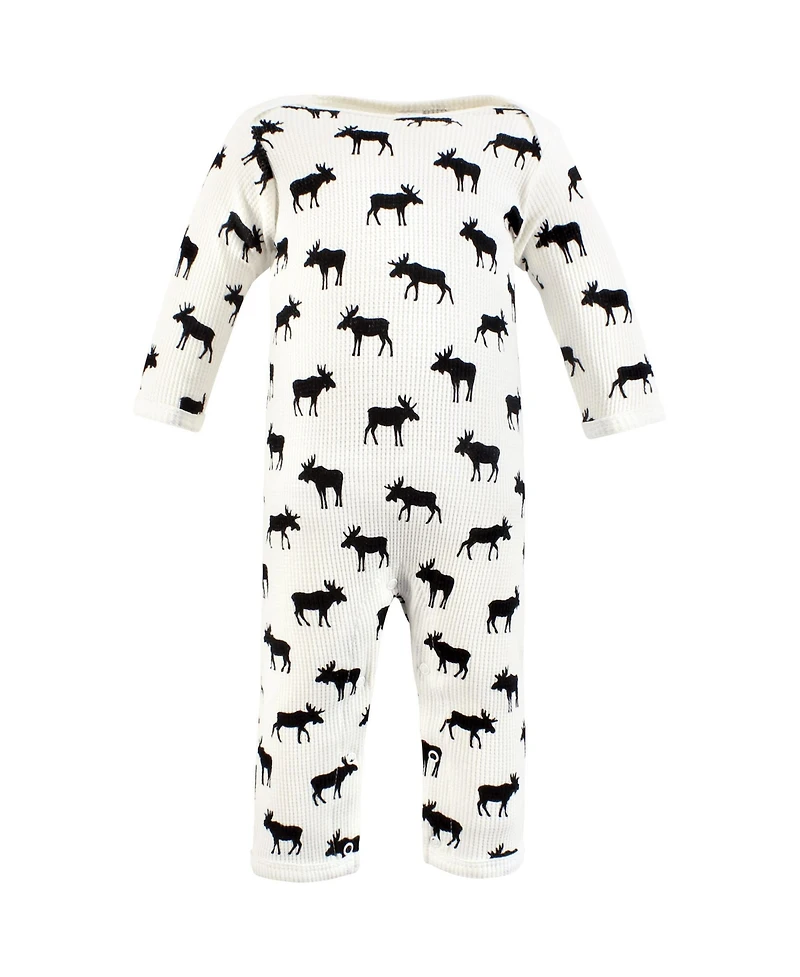 Hudson Baby Boys Thermal Coveralls 2pk, Football, 18-24 Months
