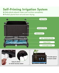 Skonyon 2 Set Elevated Plastic Raised Garden Bed Planter Kit for Flower Vegetable Grow-Brown
