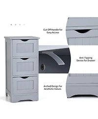 Bathroom Floor Cabinet Freestanding Storage Organizer w/ 3 Drawers