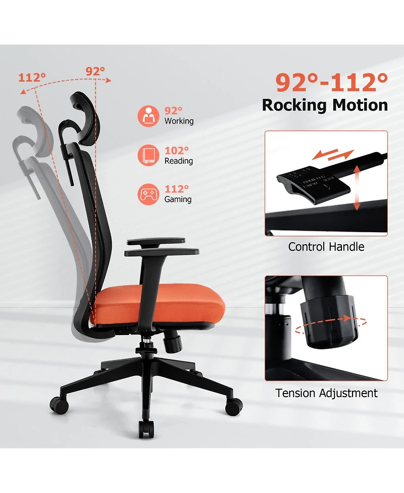 Sugift Ergonomic Office Chair with Lumbar Support and Adjustable Headrest