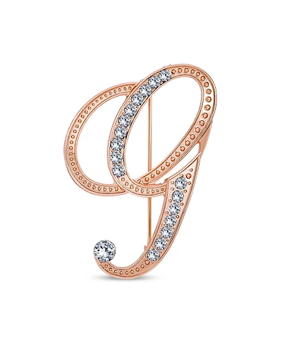 Bling Jewelry Large Statement Abc Pave Crystal Letters Alphabet Initial Scarf Lapel Pin Brooch Rose Gold Plated
