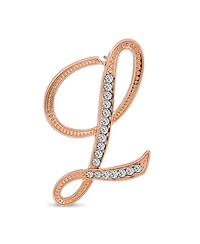 Bling Jewelry Large Statement Abc Pave Crystal Letters Alphabet Initial Scarf Lapel Pin Brooch Rose Gold Plated