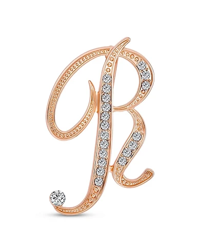 Bling Jewelry Large Statement Abc Pave Crystal Letters Alphabet Initial Scarf Lapel Pin Brooch Rose Gold Plated