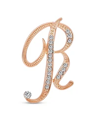 Bling Jewelry Large Statement Abc Pave Crystal Letters Alphabet Initial Scarf Lapel Pin Brooch Rose Gold Plated