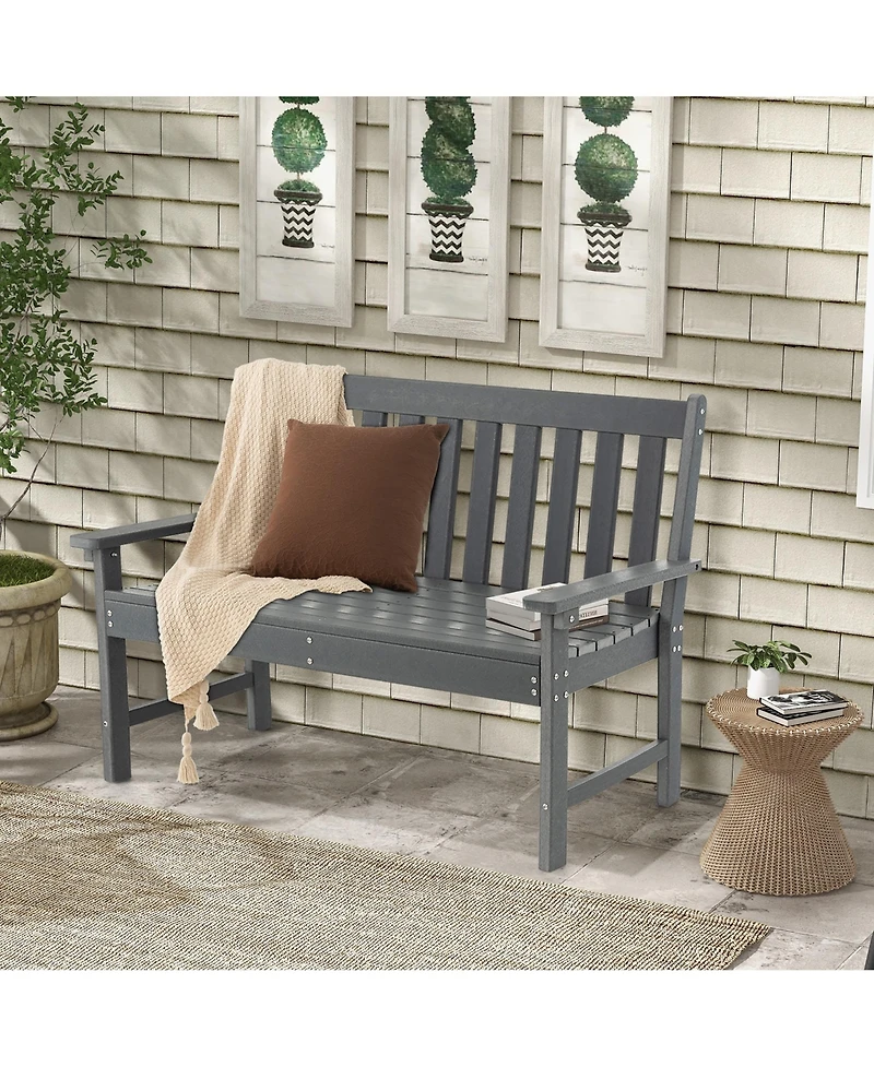 Garden Bench All-Weather Hdpe 2-Person Outdoor for Front Porch Backyard