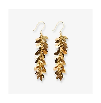 Ink + Alloy Samantha Leaf Cluster Long Dangle Earrings Brass