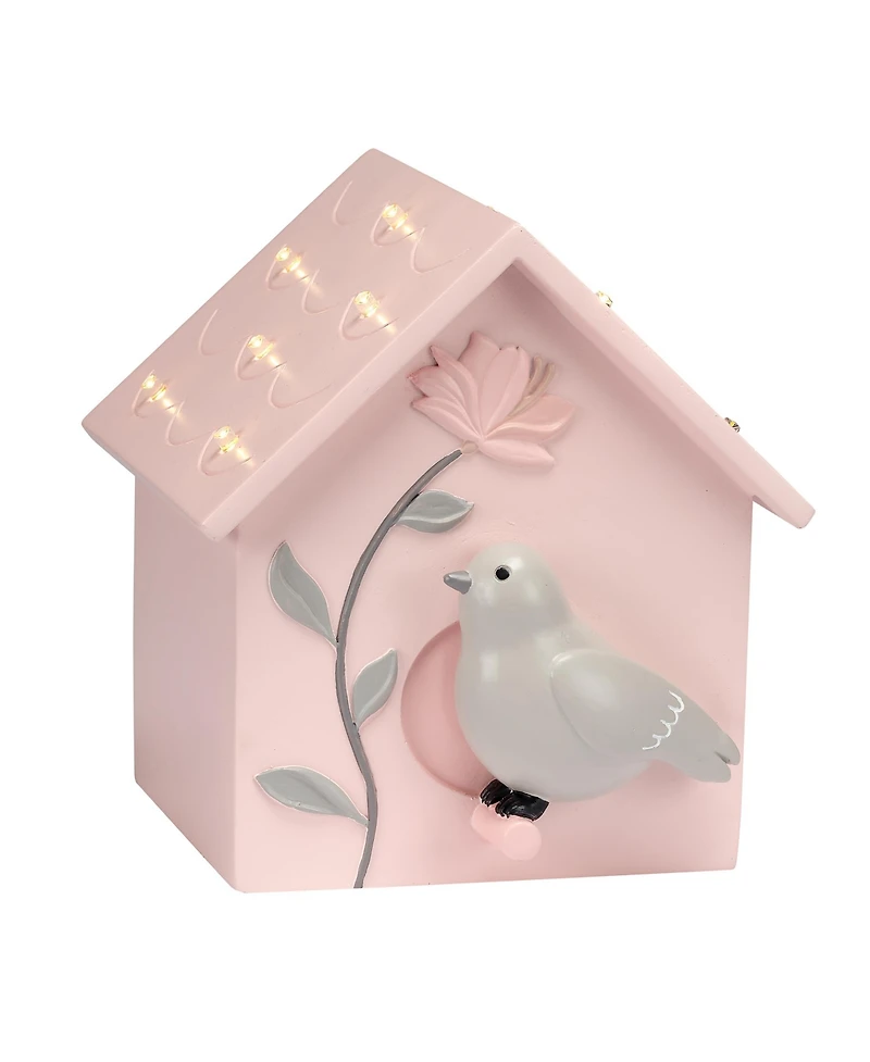 Lambs & Ivy Petals Pink/Gray Birdhouse Table Top Night Light Led Lamp