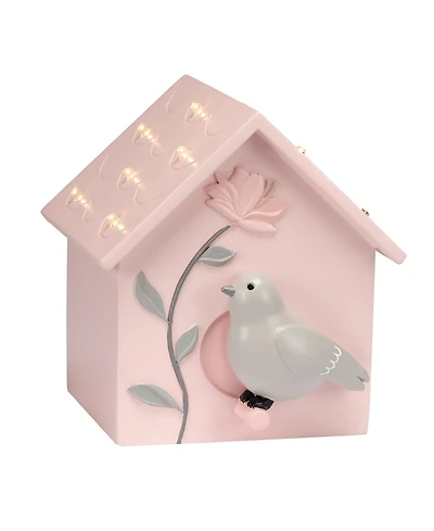 Lambs & Ivy Petals Pink/Gray Birdhouse Table Top Night Light Led Lamp
