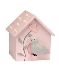Lambs & Ivy Petals Pink/Gray Birdhouse Table Top Night Light Led Lamp