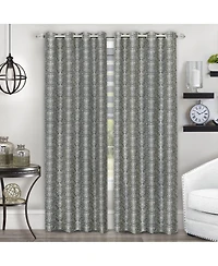 Kate Aurora Safari Living 2 Piece Python Room Darkening Grommet Top Curtain Panels - Brown 84 in. Long