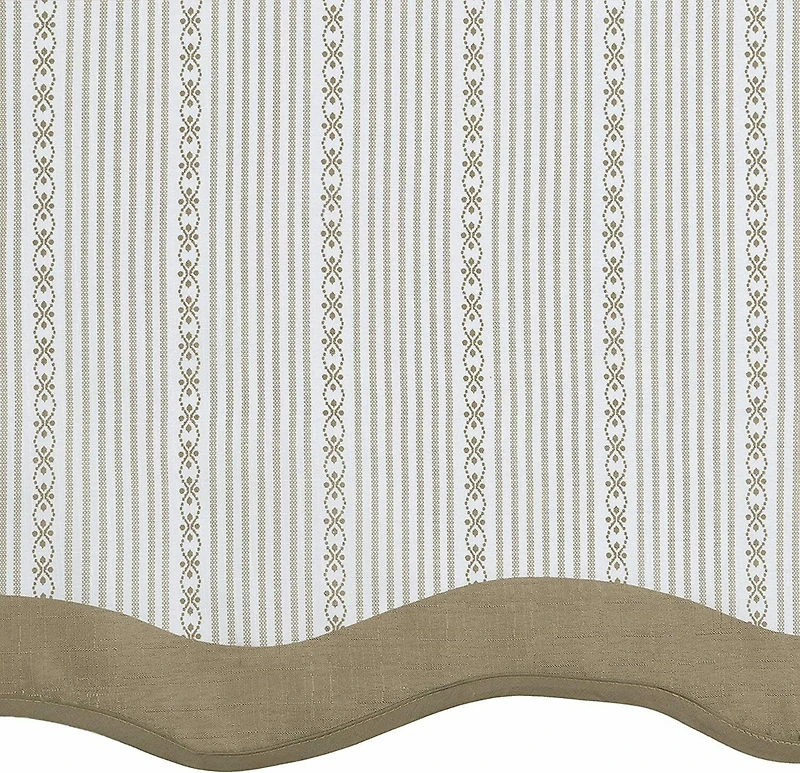 Kate Aurora Farmhouse Striped Rod Pocket Cafe Kitchen Curtain Tier & Valance Set