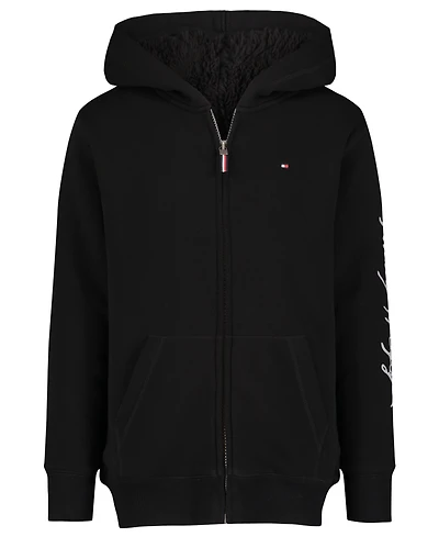 Tommy Hilfiger Big Boys Tommy Script Zip Front Soft Sherpa Hoodie