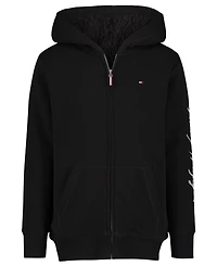 Tommy Hilfiger Big Boys Tommy Script Zip Front Soft Sherpa Hoodie
