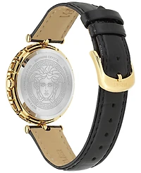 Versace Women's Swiss Medusa Heritage Black Leather Strap Watch 38mm