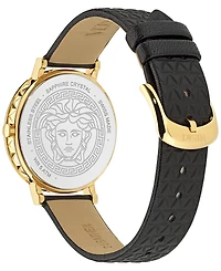 Versace Women's Swiss Daedalus Black Leather Strap Watch 35mm
