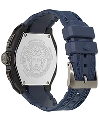 Versace Men's Swiss Chronograph Blue Silicone Strap Watch 44mm