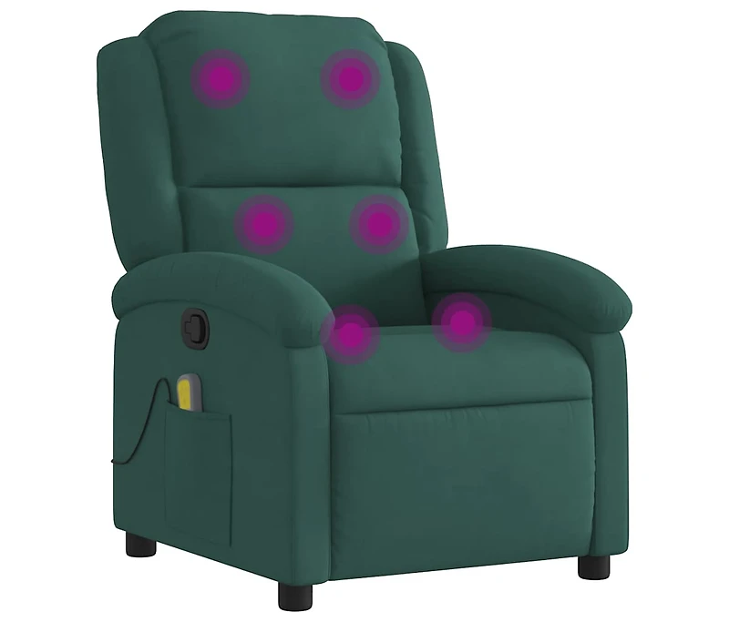vidaXL Massage Recliner Chair Dark Green Velvet
